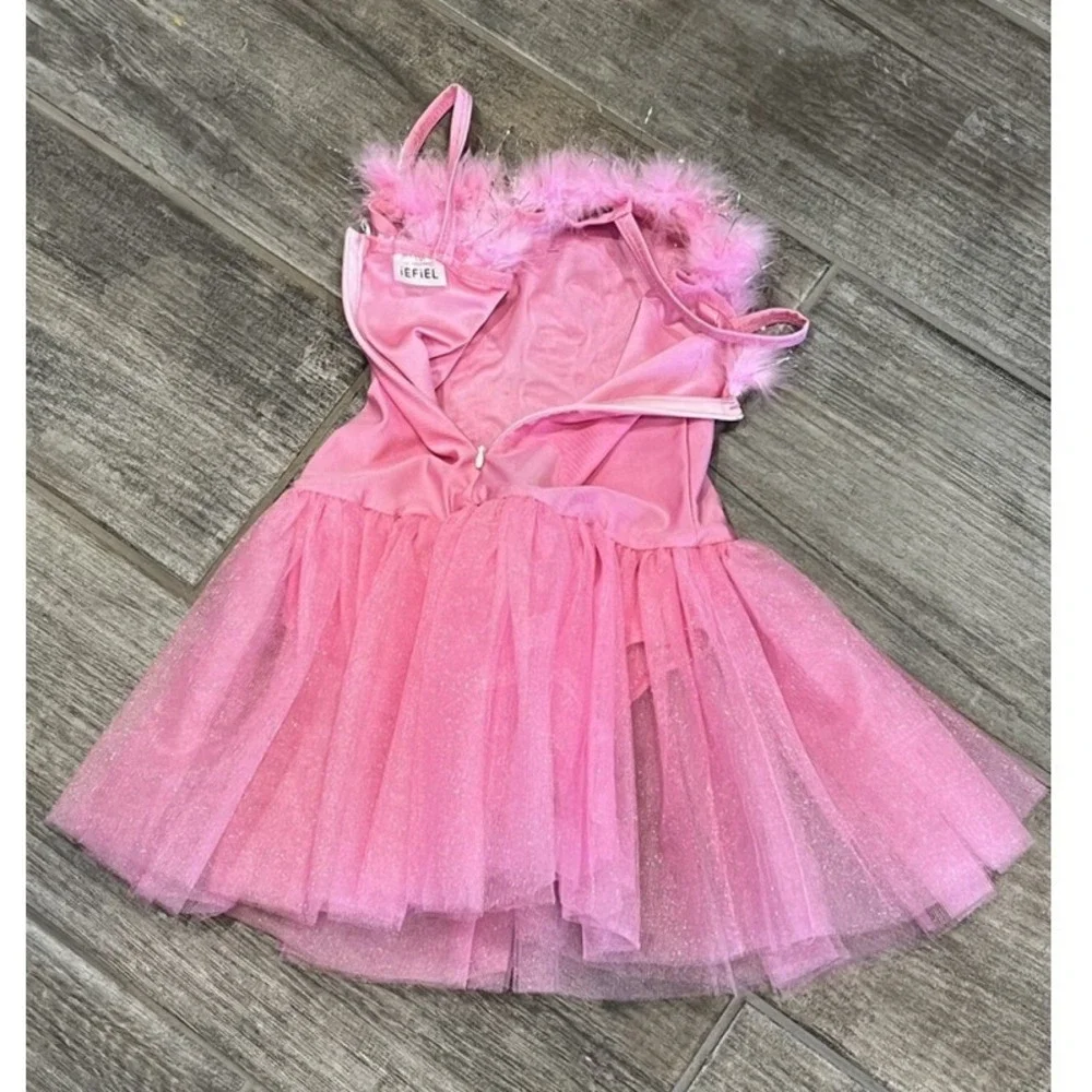Pink Ballet Dress Costume Feather Sequin‎ Dance Tutu Dress